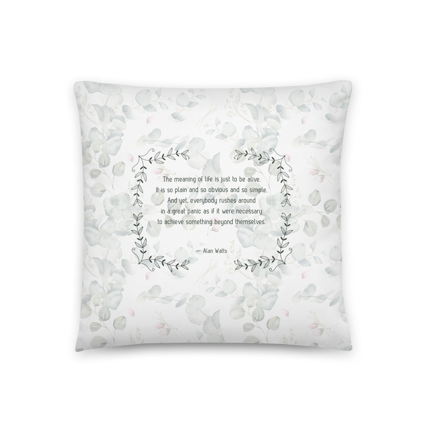 Healing Pillow - Self-compassion - Alan Watts - White floral