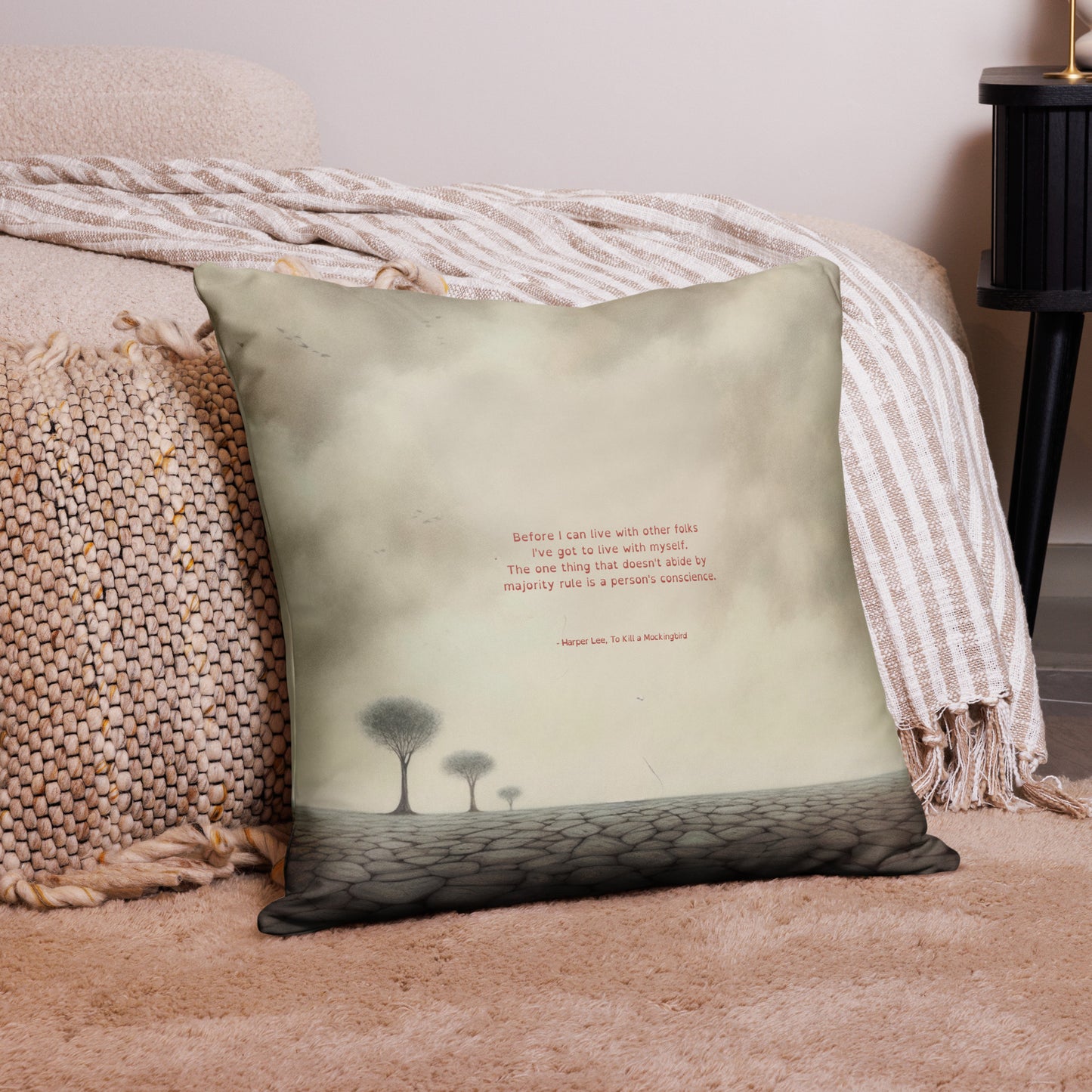 Healing Pillow - Self-exploration - Moral Compass Harper Lee - Gift for teen & YA