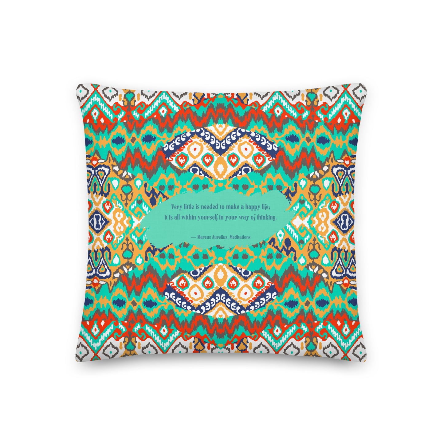 Healing Pillow - Self-exploration - Meditation - Marcus Aurelius - Multicolor green