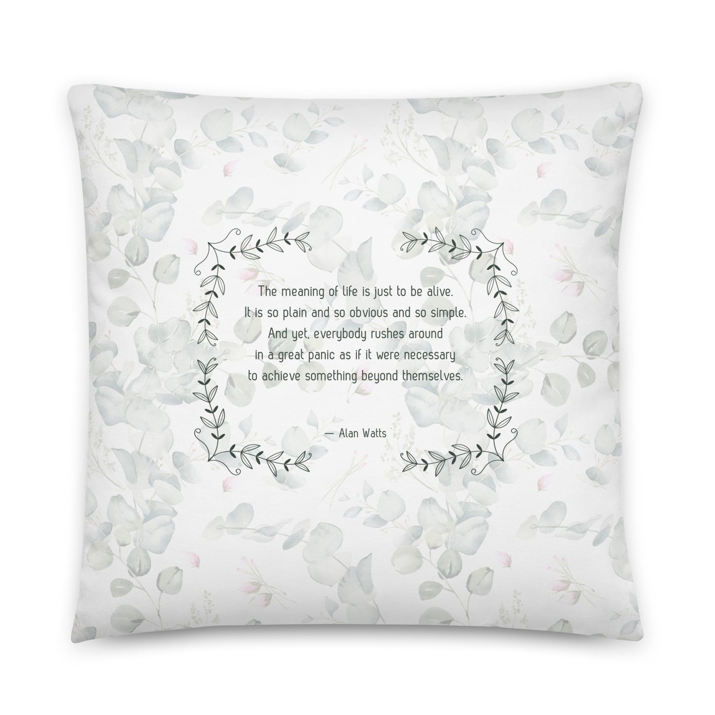 Healing Pillow - Self-compassion - Alan Watts - White floral