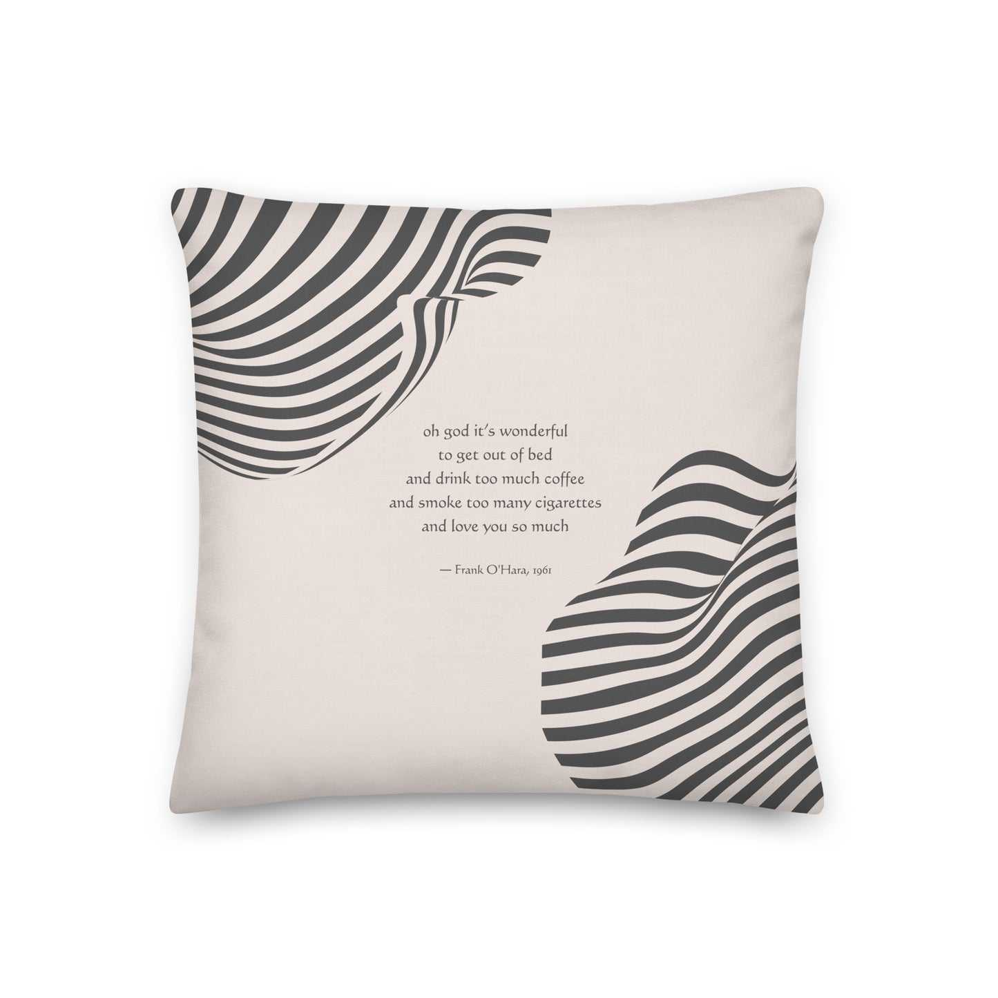 Healing Pillow - Love - Romantic Gift - Frank O'Hara poem - Black and ivory