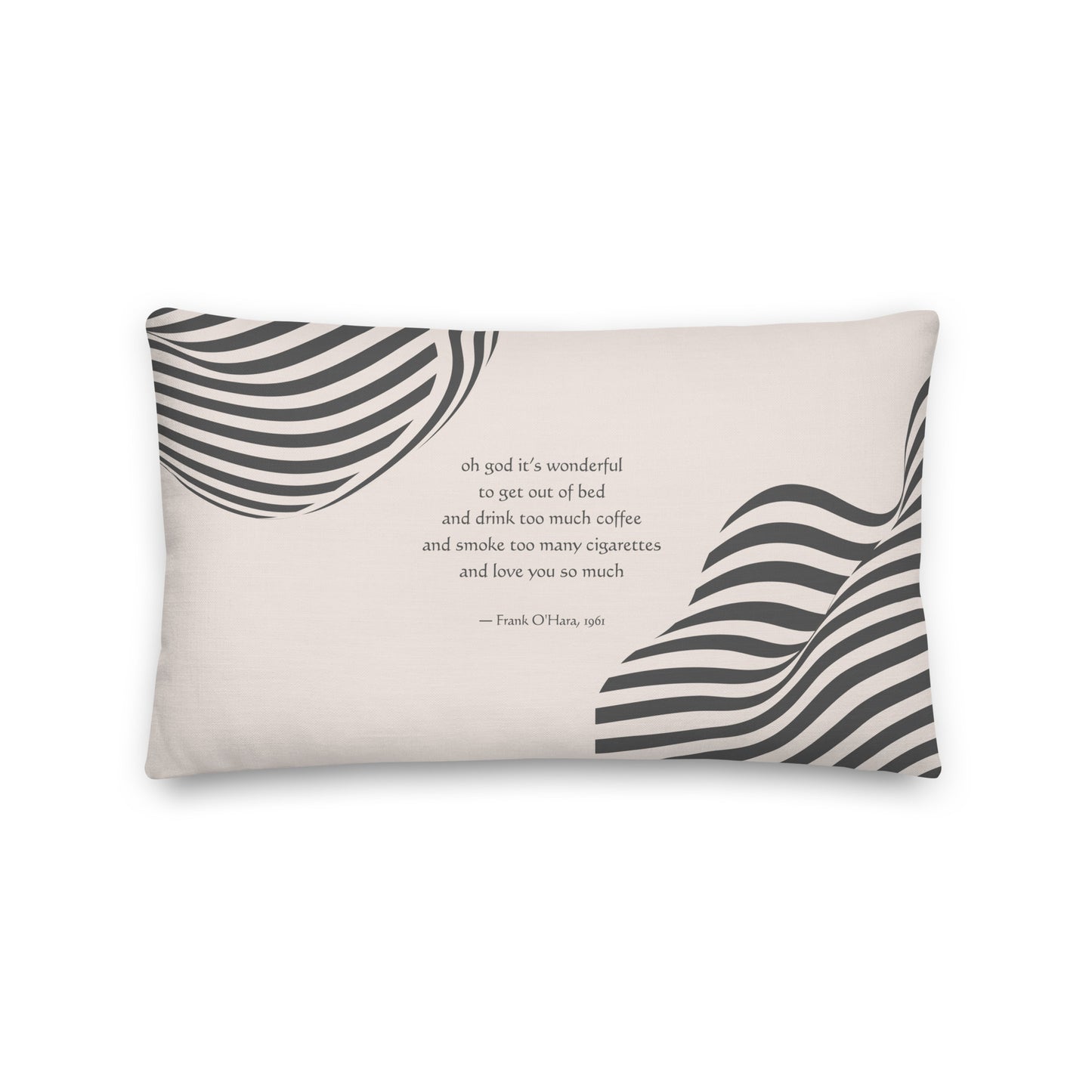 Healing Pillow - Love - Romantic Gift - Frank O'Hara poem - Black and ivory