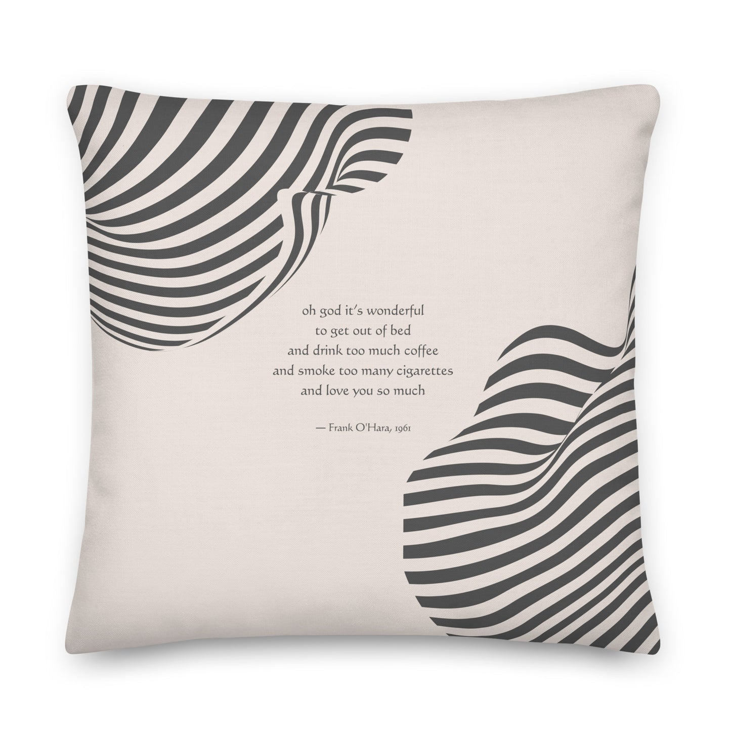 Healing Pillow - Love - Romantic Gift - Frank O'Hara poem - Black and ivory